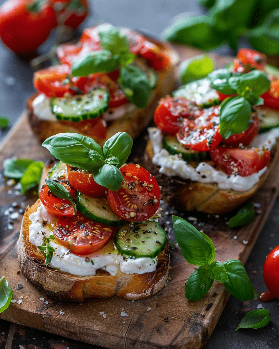 Cucumber Caprese Bruschetta