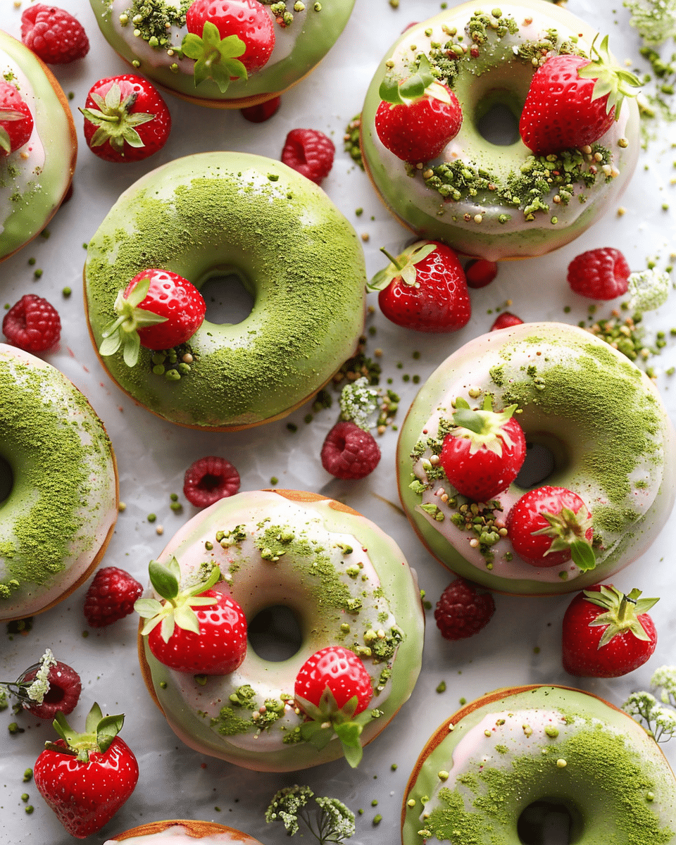 Strawberry Matcha Brioche Donuts