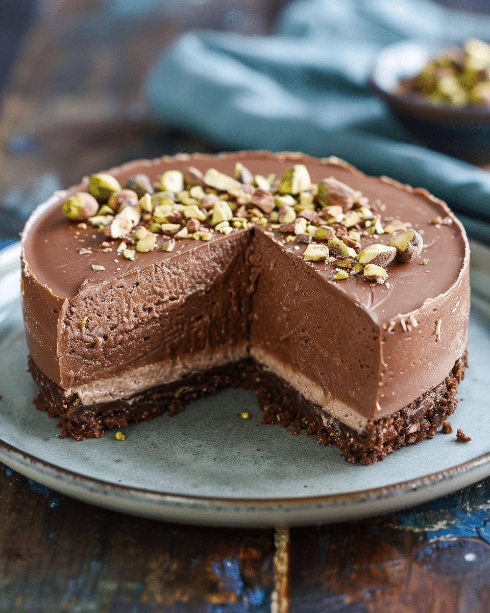 Nutella Chocolate Pistachio Protein Cheesecake Recipe