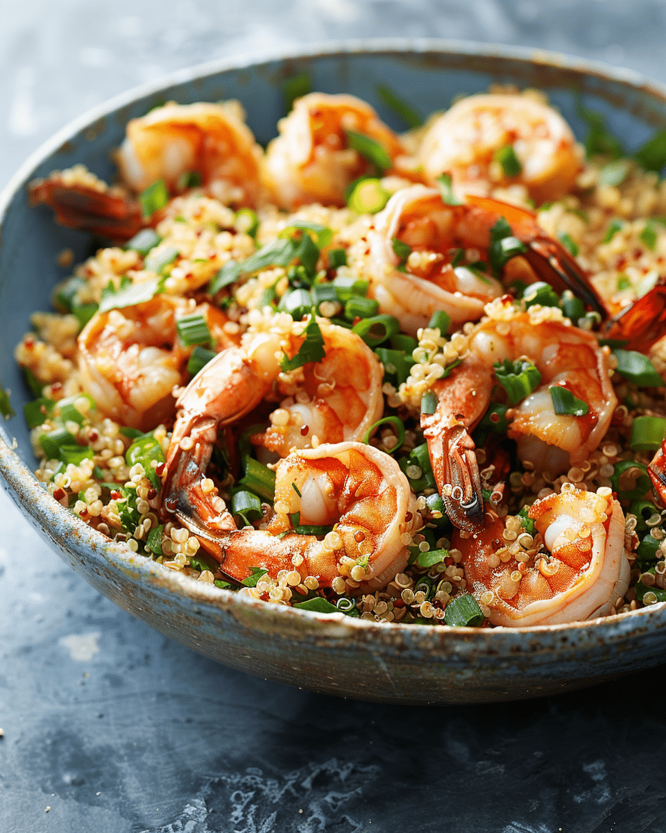 Egg Fried Quinoa with Shrimp