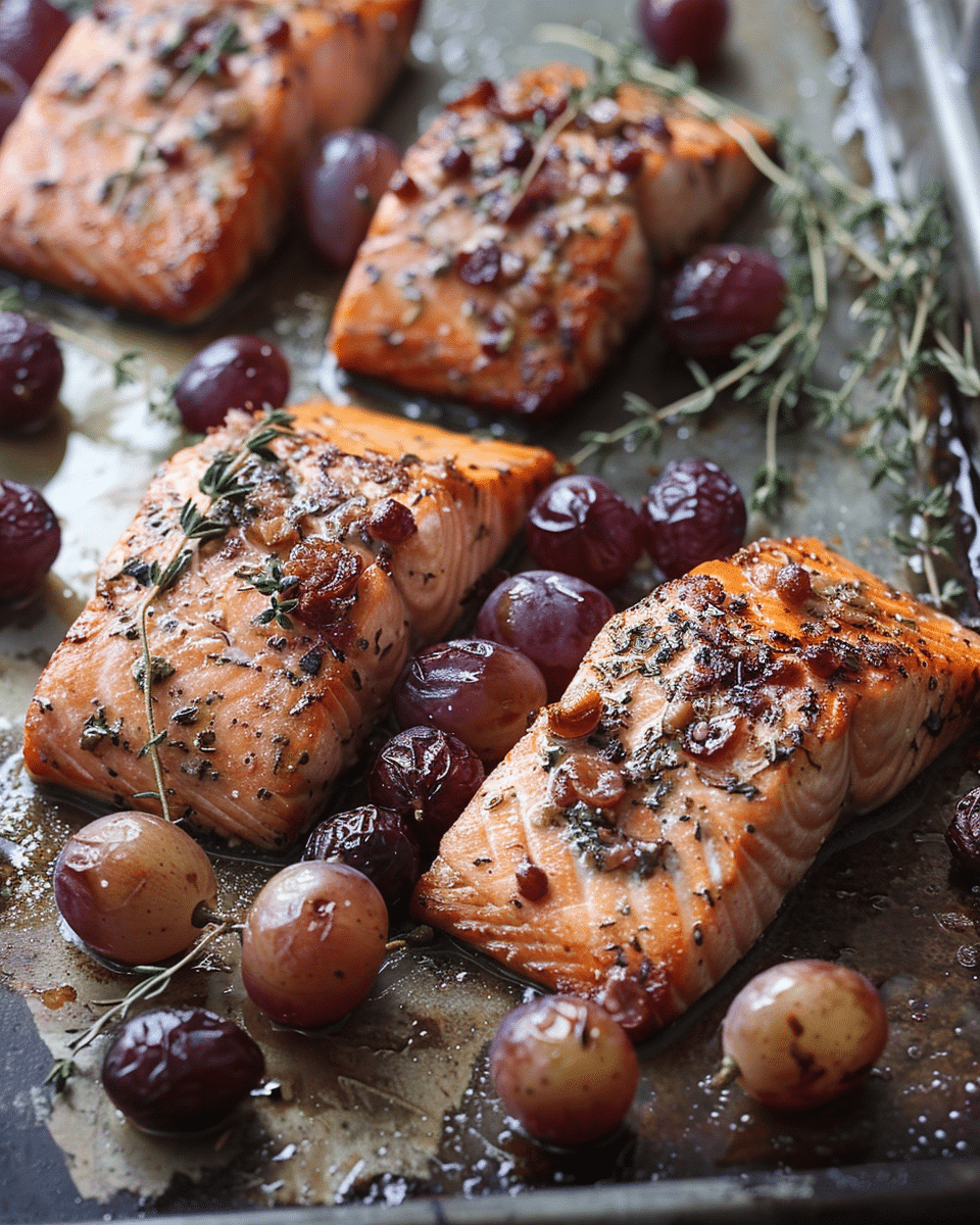 Salmon with Roasted Grapes and Thyme