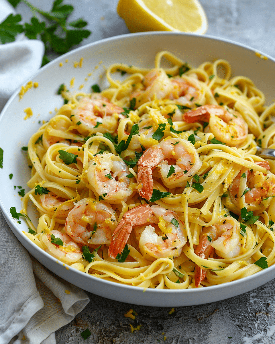 Shrimp Linguine with Saffron Sauce