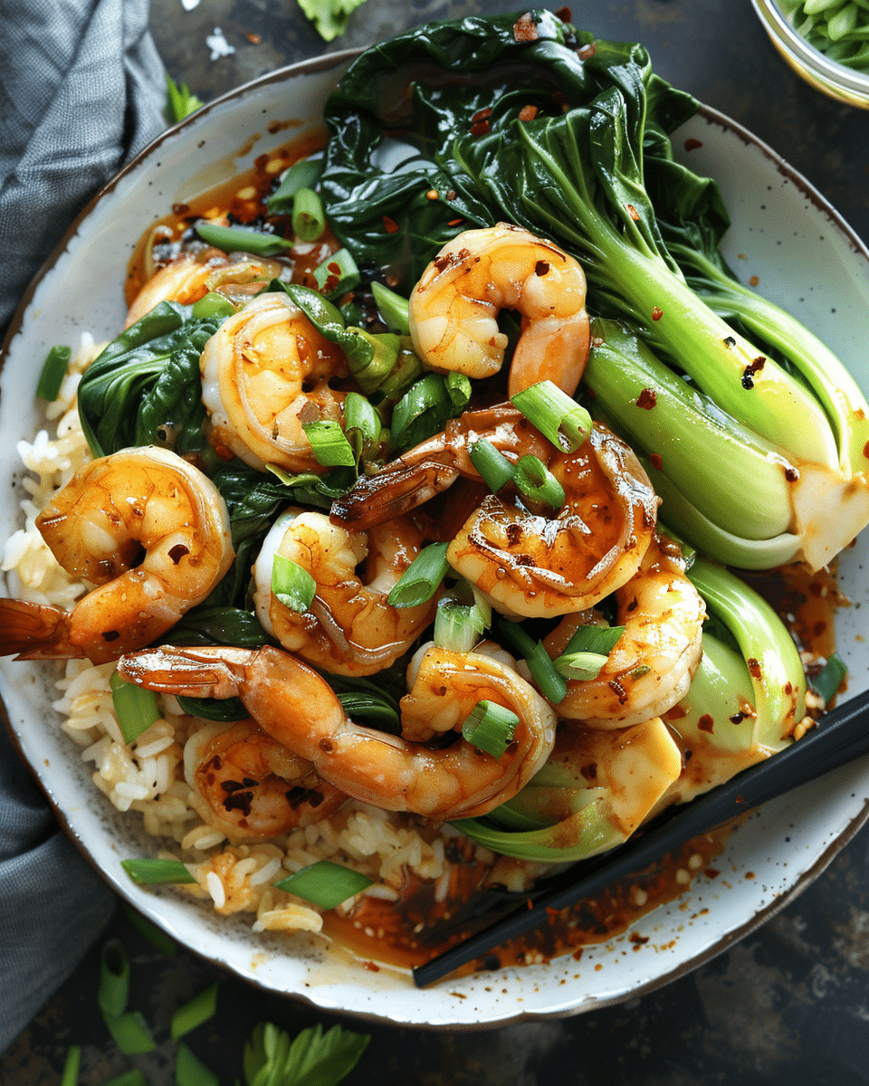 Ginger Shrimp Stir-Fry with Garlicky Bok Choy