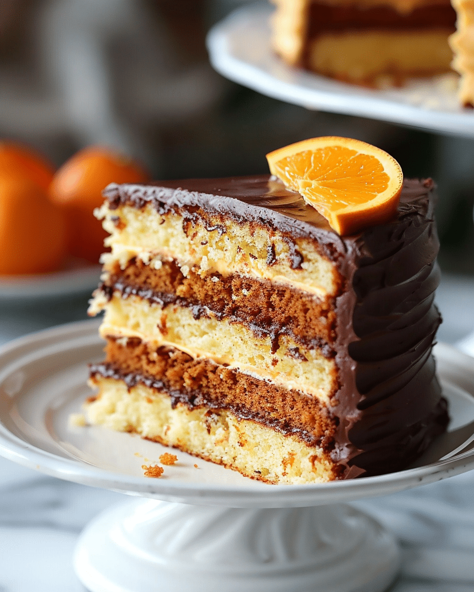 Orange Cake with Chocolate Buttercream and Orange Caramel