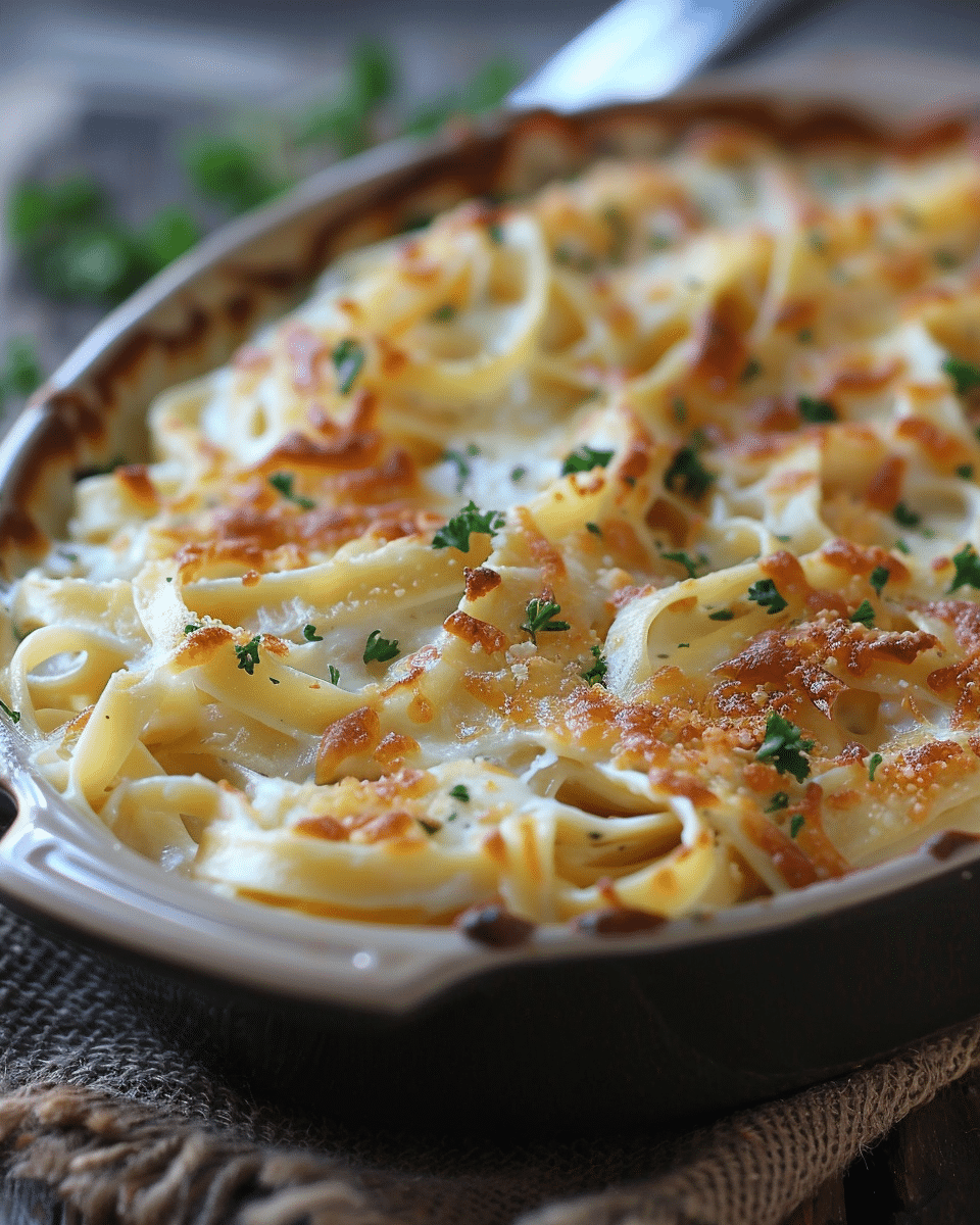 Easy Baked Tagliatelle Pasta with Fontina Cheese