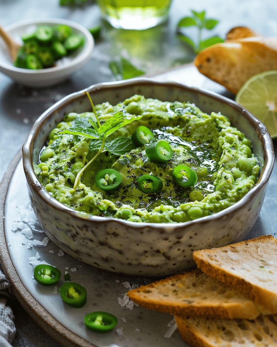 Edamame Dip with Mint, Jalapeño & Lime