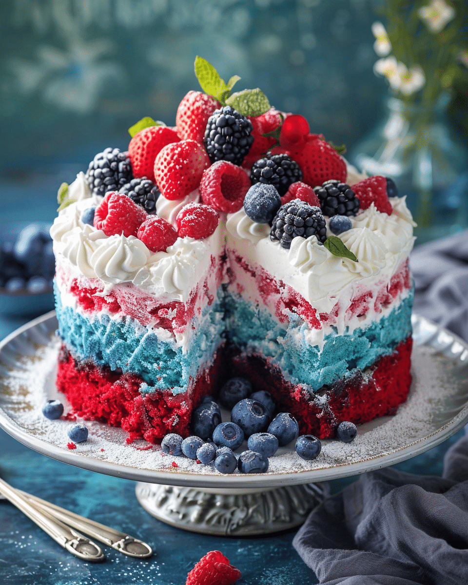 Patriotic Red, White, & Blue Poke Cake