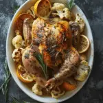 Roasted Lemon-Rosemary Chicken & Cauliflower
