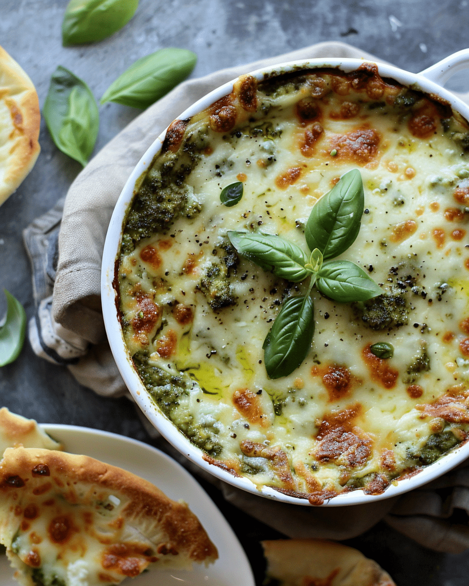 Hot Cheesy Pesto Dip Recipe