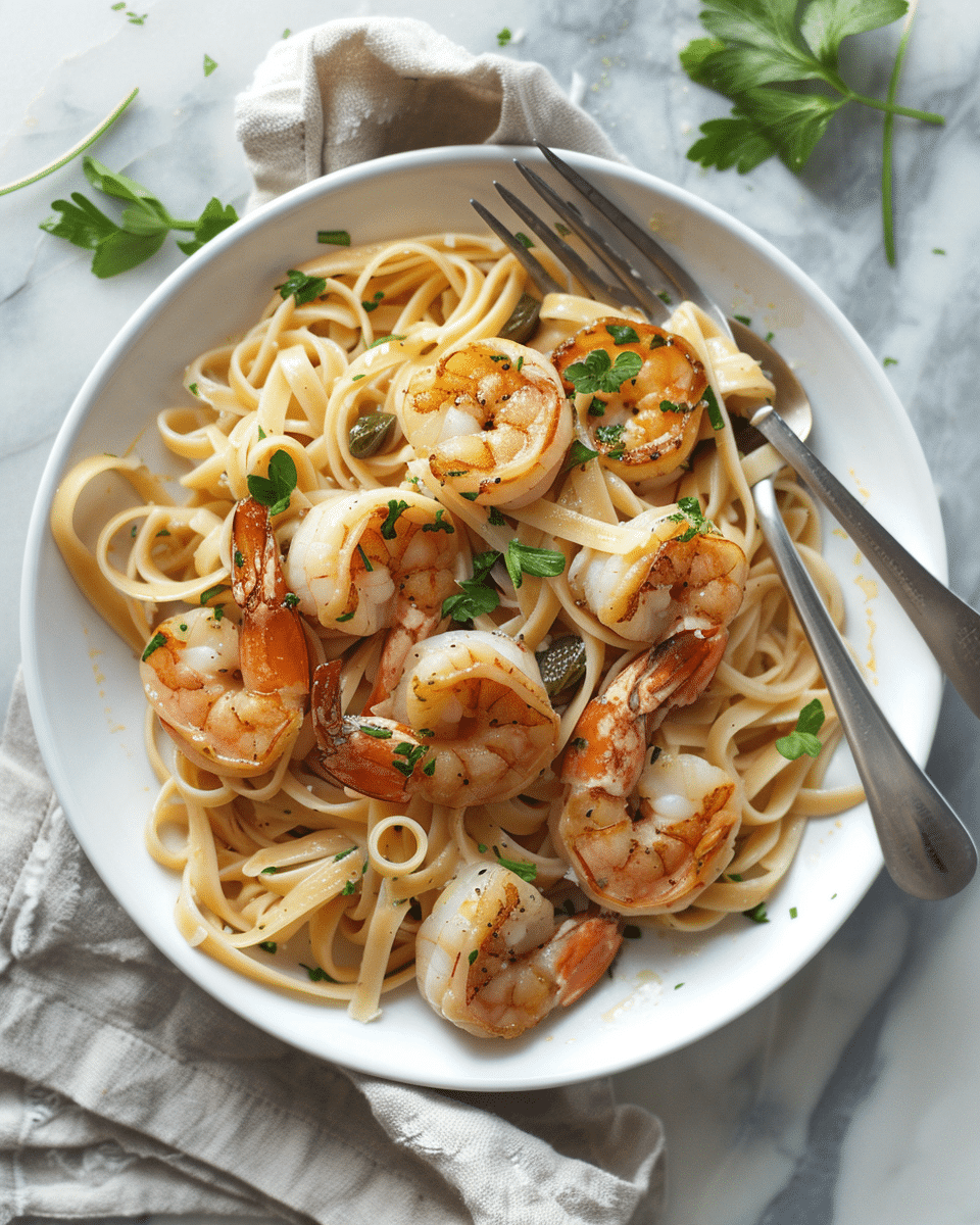 Shrimp + Scallop Linguine with Lemon Caper Butter