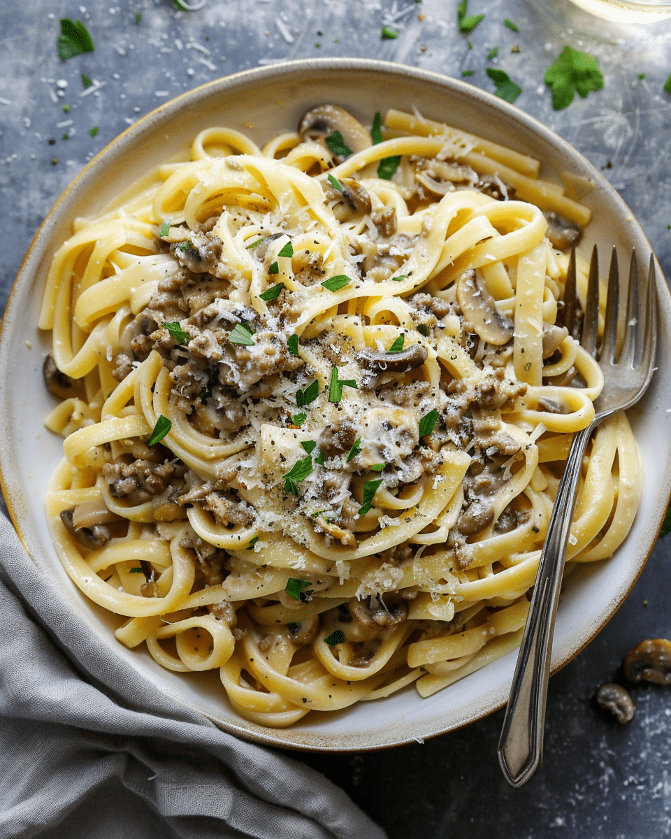 Italian White Ragu Pasta with Wild Mushrooms